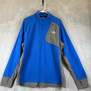 The North Face Performance Sweatshirt Size XL Blue Gray Pockets 1/4 Zip Mens